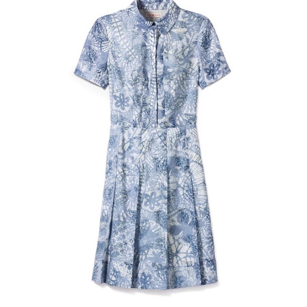 Tory Burch Short-Sleeve Textured Jacquard Shirtdress - Sz 12 (Fits like 8-10) - Picture 3 of 15